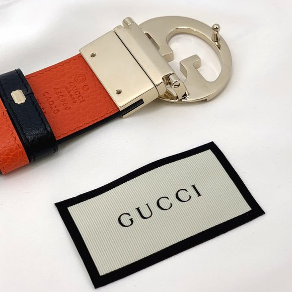 ⚡️SOLD! NWT GUCCI GG Black Orange Reversible Belt - Picture 5 of 8